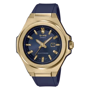 G-MS Gold Bezel Glam Blue Band Watch MSGS500G-2A