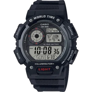 Casio World Time Black Resin Band Watch AE1400WH-1A