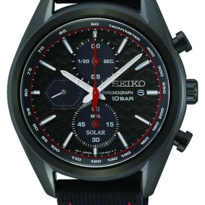 Seiko Solar Black Band Chronograph Watch SSC777P