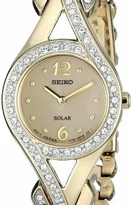 Seiko Womens Sup176 Swarovski Crystal-Accented Stainless Steel Solar Watch