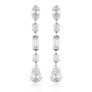 Georgini Mosaic Long Drop Earrings Silver