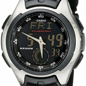 Casio Mens Aq160W-1Bv "Ana-Digi" Stainless Steel Watch With Black Band