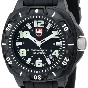 Luminox Mens 0201.Sl Sentry 0200 Black Case With Luminescent Accents, Black Rubber Band Watch