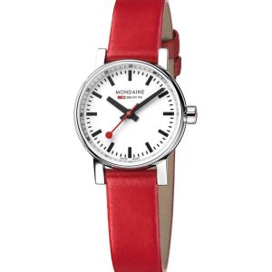 Mondaine Evo2 Petite White Dial Red Strap Watch