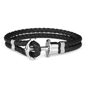 Paul Hewitt Phrep Leather Black / Silver Bracelet - S