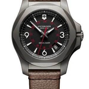Victorinox I.N.O.X. Black Dial Brown Leather Mens Watch
