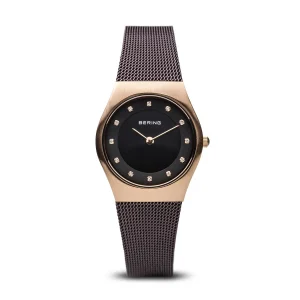 Bering Classic Brushed Gold Brown Mesh Watch