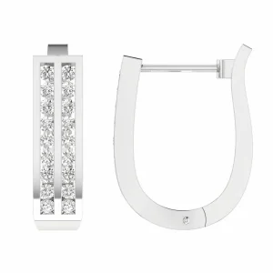 Diamond Huggie Earrings With 0.75ct Diamonds In 9K White Gold
