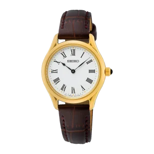 Seiko Conceptual Series White Dial Gold Case Ladies Watch SWR072P