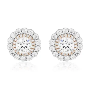 Georgini Miranna Double Halo Stud Earring Rose Gold Silver