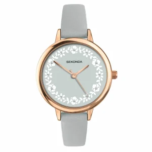 Sekonda Rose Gold Case Grey Floral Dial Womens Watch