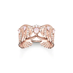 THOMAS SABO Ring phoenix wing with pink stones rose gold