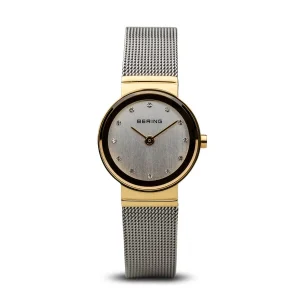 Bering Classic Polished Gold Silver Mesh Watch