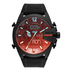 Diesel Mega Chief Multicolor Dial Analog-Digital Watch with Black Nylon and Silicone Strap DZ4548