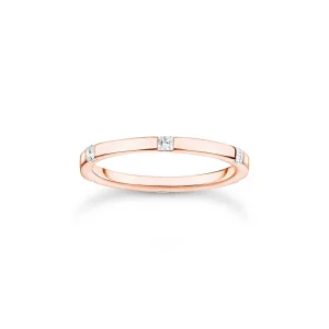 Thomas Sabo Ring with white stones rose gold