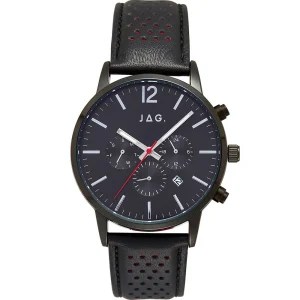Jag Wilbur Chronograph Men's Black Leather Watch J2296