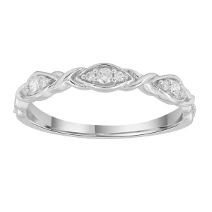 Band Ring with 0.1ct Diamonds in 9K White Gold