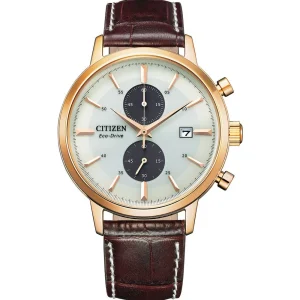 Citizen Brown Leather Chronograph Dress Watch CA7063-12A
