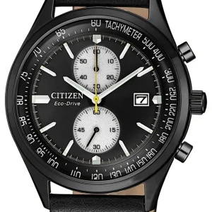 Citizen Eco-Drive Chronograph Black Leather Strap Men's watch CA7027-08E