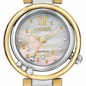 Citizen Eco-Drive L Sunrise Diamond Two Tone Womens Watch Em0324-58D