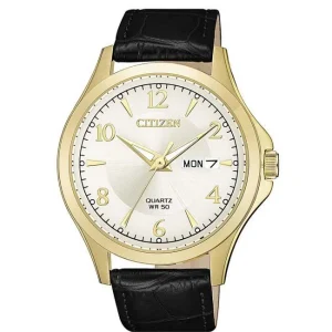 Citizen Quartz Classic Black Leather Strap Watch BF2003-25A