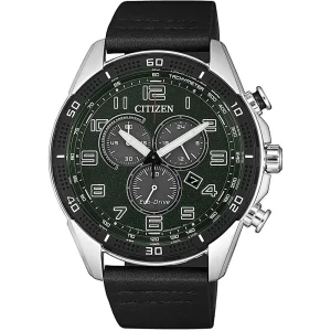Citizen Chronograph Black Leather Mens Watch AT2441-08X