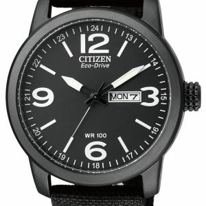 Citizen Eco-Drive Black Nylon Band Mens Watch BM8475-34E