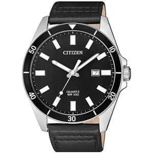 Citizen Quartz Black Leather Dress Watch BI5050-03E
