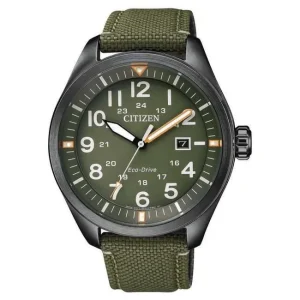 Citizen Eco-Drive Green Military Mens Watch AW5005-21Y