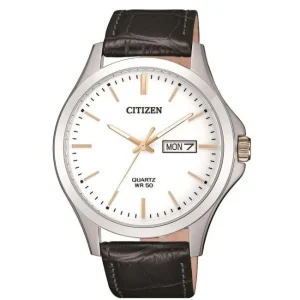 Citizen Quartz Black Leather Band Mens Watch BF2009-11A