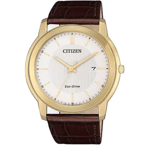 Citizen Classic Eco Drive Brown Leather Strap Men's Watch AW1212-10A