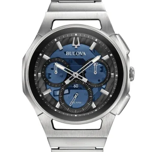 Bulova Curv Blue Dial Chronograph Watch 96A205