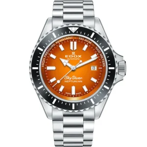 Edox Skydiver Automatic Orange Dial  Men's Watch 801203NMODN