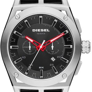 Diesel Timeframe Chronograph Black Leather Watch DZ4543