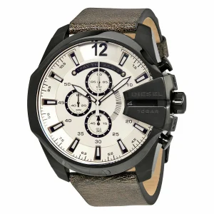 Diesel Mega Chief White Sunray Dial Chronograph Mens Watch