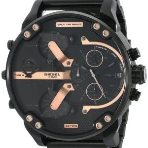 Diesel The Daddies Chronograph Four Time Zone Dial Black Ion-Plated Mens Watch