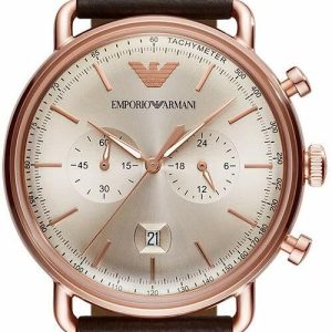 Emporio Armani Rose Gold Aviator Chronograph Timeless Design 12567