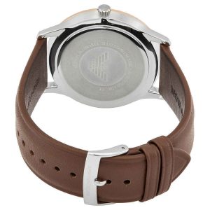 Emporio Armani Giovanni Men's Elegant Quartz Watch Brown Leather Band