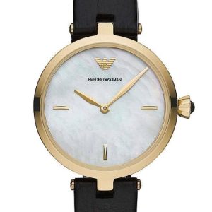 Emporio Armani Arianna Women's Gold Case Black Strap Watch SKU 123456