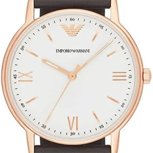 Emporio Armani Men's White Dial Brown Leather Watch AR11011