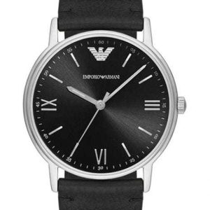 Emporio Armani Men's Stylish Black Leather Watch AR11013