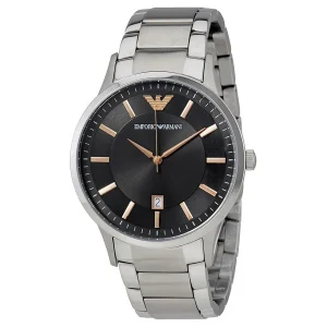 Emporio Armani Men's Stainless Steel Watch with Grey Dial and Date Display