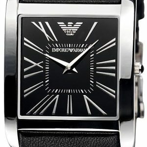 Emporio Armani Black Leather Roman Numeral Unisex Watch AR2007
