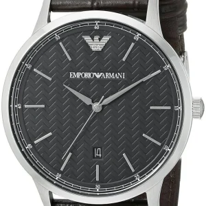 Emporio Armani AR2480 Mens Stainless Steel Watch with Leather Strap
