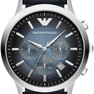 Armani Emporio Men's Blue Chronograph Watch with Leather Strap AR2473