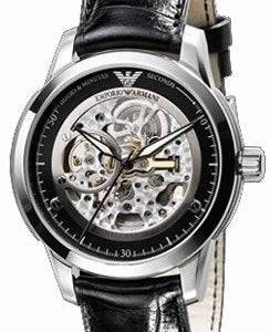 Emporio Armani Timeless AR4625 Men's Black Leather Automatic Watch