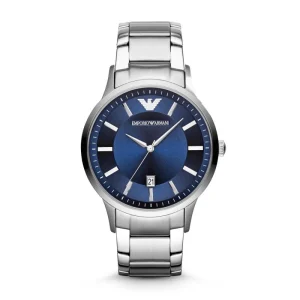 Emporio Armani Men's Classic Stainless Steel Watch with Blue Dial AR2477