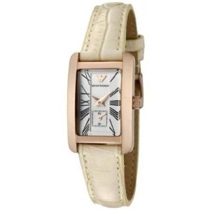 Emporio Armani Elegant Women's Watch White Dial Rose Gold Leather AR0173
