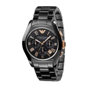 Emporio Armani Black Ceramic Chronograph Watch with Quartz SKU EA12345