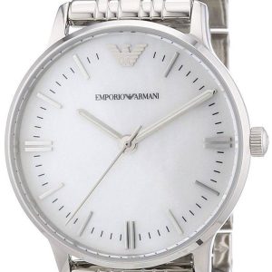 Emporio Armani Women's Elegant Silver Watch with Pearl Dial AR1602